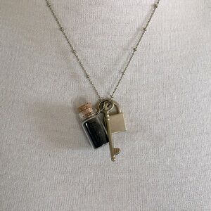 Black salt protection lock & key necklace